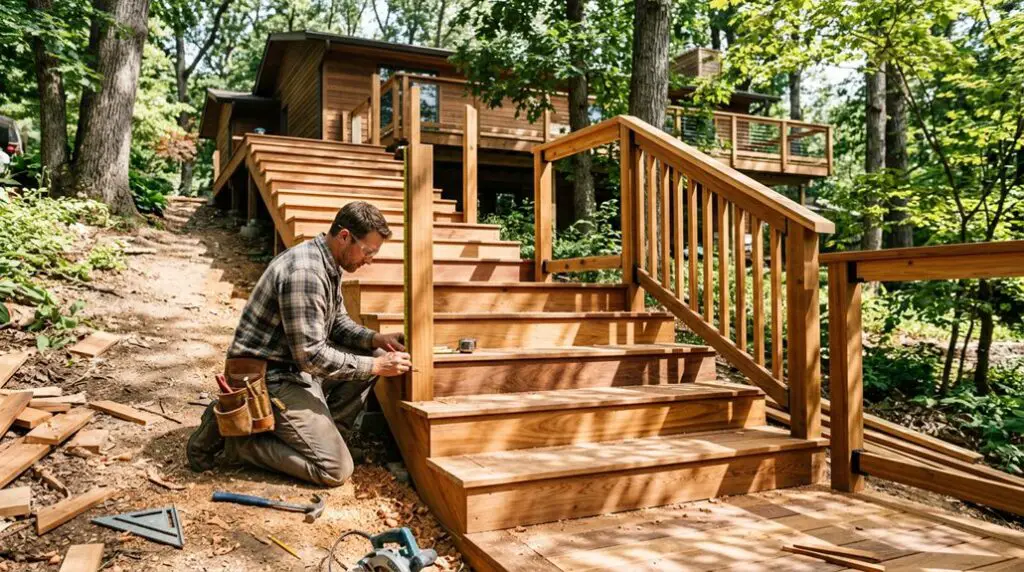 wood stairs deck